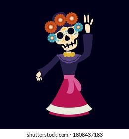 Dia de los muertos, Day of the dead festival mascot design illustration