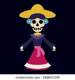 Dia de los muertos, Day of the dead festival mascot design illustration