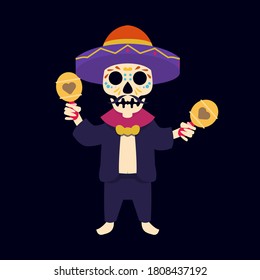 Dia de los muertos, Day of the dead festival mascot design illustration