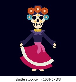 Dia de los muertos, Day of the dead festival mascot design illustration