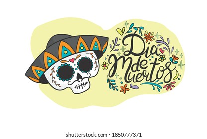 Dia de Los Muertos, Day of the Dead or Halloween greeting card, invitation. Party decoration. Vector illustration background.