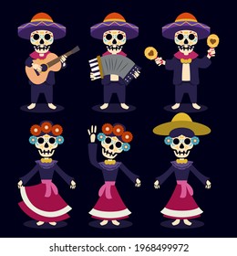 Dia de los muertos, Day of the dead mexico skull mascot design illustration