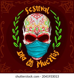dia de los muertos or day of the dead festival vector illustration