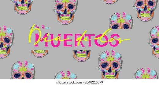 Dia de los muertos, Day of the dead, Mexican holiday, festival. Vector  skulls illustrations. 