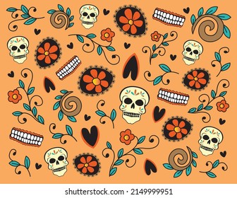 Dia De Los Muertos (Day of the Dead) - Sugar Skulls - Pattern