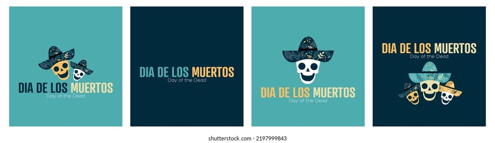Dia De Los Muertos, Day of the Dead card set.