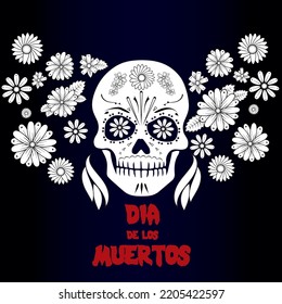 Dia de Los Muertos, Day of the Dead or Halloween greeting card, banner, invitation. Decorated skull vector illustration. Concept of Day of the Dead in Mexico