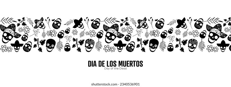 Dia De Los Muertos. Day of the Dead banner. White background.