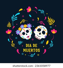 Dia de Los Muertos. Day of Dead. Mexican holiday. Round postcard