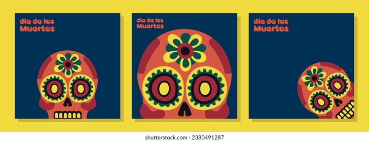 dia de los muertos day of the dead square banner with copy space area for social media greetings