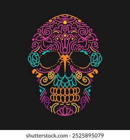 Dia De Los Muertos ou Dia dos Mortos crânio de açúcar colorido