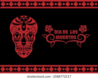 Dia de los Muertos. Day of the Dead. It is a Mexican skull design. 