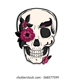 Dia de los muertos (Day of the Dead) or Halloween skull, vector