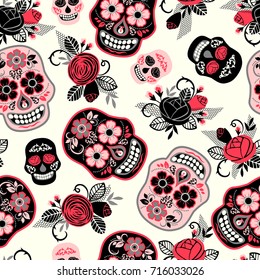 Dia de los muertos. Day of The Dead. Seamless pattern. Vector template.