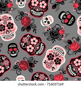 Dia de los muertos. Day of The Dead. Seamless pattern. Vector template.