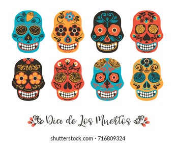 Dia de los muertos. Day of The Dead. Vector illustration of skulls for invitation, banner, card, poster, flyer, web and other users.