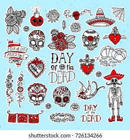 Dia de los Muertos / Day of the Dead hand sketched doodles