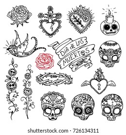 Dia de los Muertos / Day of the Dead hand sketched doodles