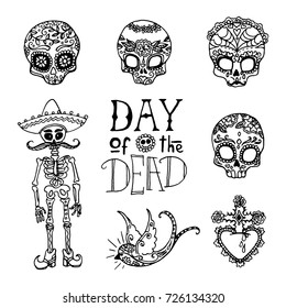 Dia de los Muertos / Tag der Toten Hand gezeichnete Doodles