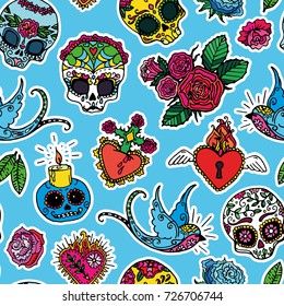 Dia de los Muertos / Day of the Dead seamless pattern