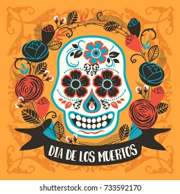 Dia de los muertos. Day of The Dead. Vector design element for invitation, banner, card, poster, flyer, web and other users.