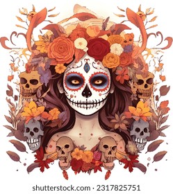 Dia DE Los Muertos Gesichtsbemalung, mexikanischer Feiertag, Kostüm