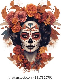 Pintura facial de Dia DE Los Muertos, Fiesta Mexicana, disfraces