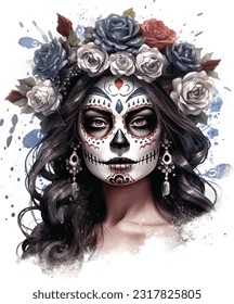 Pintura facial de Dia DE Los Muertos, Fiesta Mexicana, disfraces