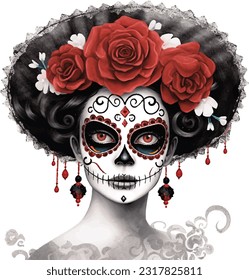 Dia DE Los Muertos Gesichtsbemalung, mexikanischer Feiertag, Kostüm