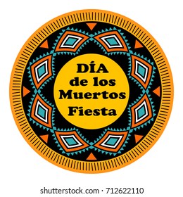 Dia de los muertos Fiesta in a round frame. Mexican pattern