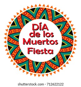 Dia de los muertos Fiesta in a round frame. Mexican pattern