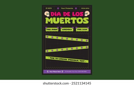 Dia De Los Muertos Flyer Ilustração vetorial