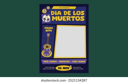 Dia De Los Muertos Flyer. Vector illustration