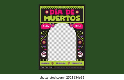 Dia De Los Muertos Flyer Ilustração vetorial