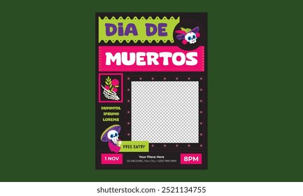 Dia De Los Muertos Flyer Ilustração vetorial