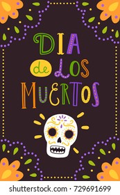 Dia de los muertos flyer. Vector hand drawn illustration