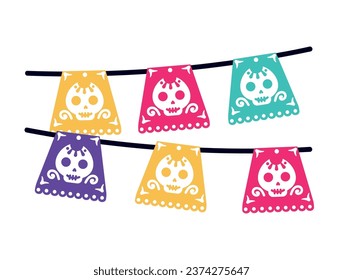 dia de los muertos garland isolated illustration