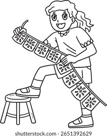 Dia de los Muertos Menina Decoração Papel Picado 