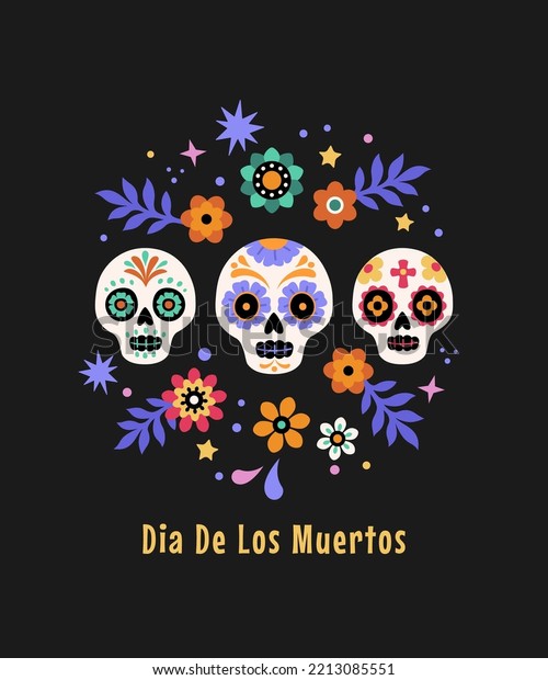 Dia De Los Muertos Greeting Card Stock Vector (Royalty Free) 2213085551 ...