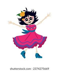 dia de los muertos happy catrina isolated