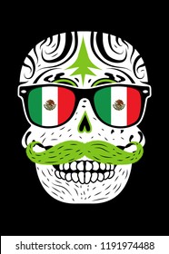dia de los muertos hipster skull colorful mexican culture halloween poster