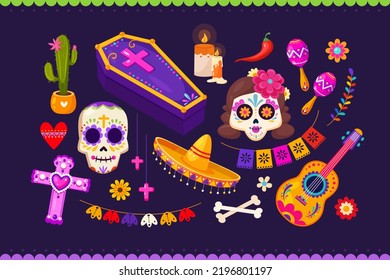 Dia de los muertos icons collection. Vector illustration