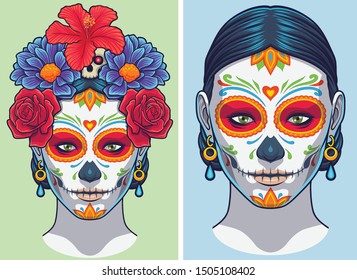 Dia de los Muertos Lady makeup and accesories