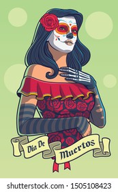 Dia de los Muertos Lady in catrina dress