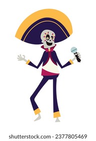 dia de los muertos mariachi vector isolated