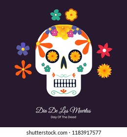 dia de los muertos maxican colorful sugar skull design and illustration for poster, wallpaper and card.