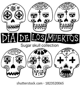 Dia de Los muertos Mexican sugar skull. Day of the dead. Dia de los muertos. Floral Decorated skull. Vector illustration. Doodle element for logo, label, emblem, sign, poster, t shirt. Vector