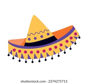 dia de los muertos mexican hat isolated illustration
