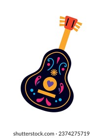 dia de los muertos mexican guitar isolated illustration