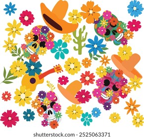 dia de los muertos mexican vector illustration. Good for banner, poster, greeting card, party card, invitation, template, advertising, brochures, flyers, ad benners and social media